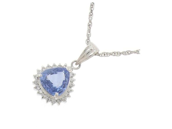 Autre Marque Collana in Pt900 Pt850 Zaffiro e Diamante Argento - vista 3