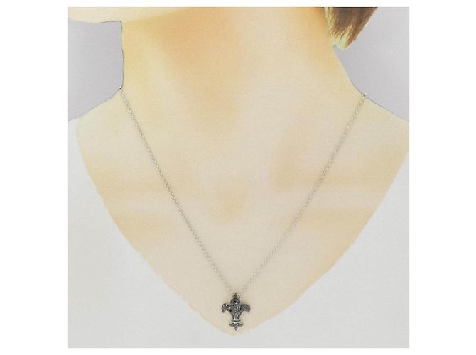 Autre Marque Collana in oro bianco e oro nero Au750 con diamanti - vista 6