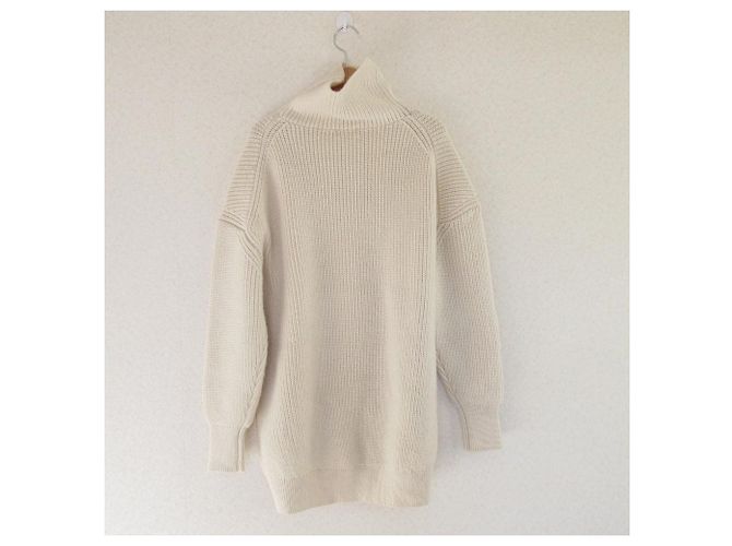 Autre Marque IENA Rollkragen Strickpullover Weiß Roh - Ansicht 2