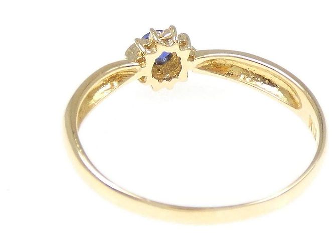 Autre Marque Crescent Vert Au750 Ring mit synthetischem Saphir Golden - Ansicht 3
