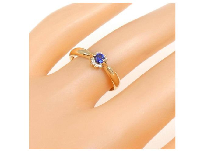 Autre Marque Crescent Vert Au750 Ring mit synthetischem Saphir Golden - Ansicht 5