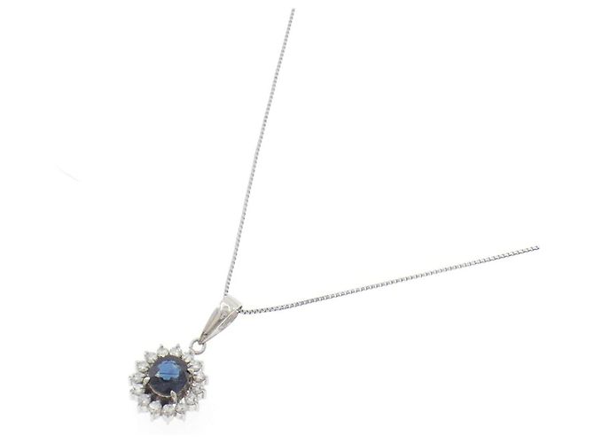 Autre Marque Collana in Pt900/Pt850 Zaffiro e Diamante Argento - vista 2