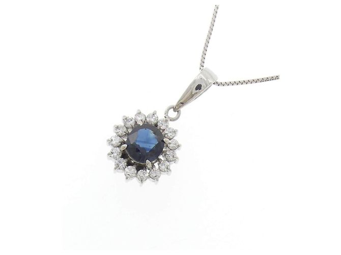 Autre Marque Collana in Pt900/Pt850 Zaffiro e Diamante Argento - vista 3