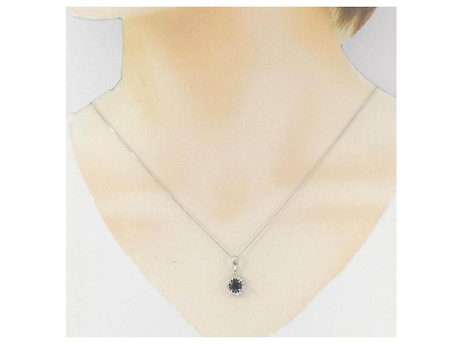 Autre Marque Collana in Pt900/Pt850 Zaffiro e Diamante Argento - vista 6