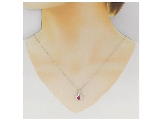Autre Marque Collana in platino e rubini Rosso - vista 6