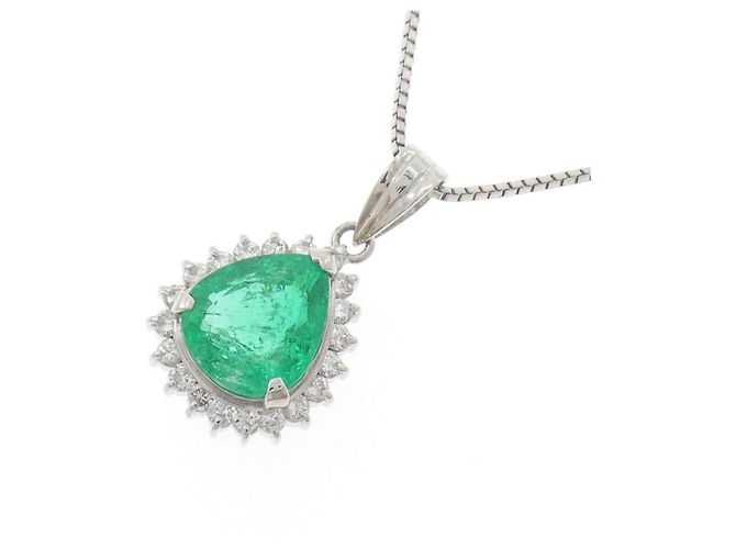 Autre Marque Collana in Smeraldo e Diamanti Pt900 Pt850 Verde - vista 3