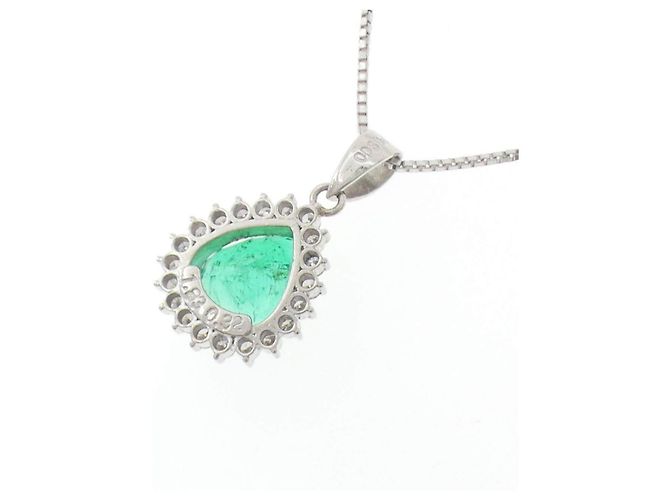 Autre Marque Collana in Smeraldo e Diamanti Pt900 Pt850 Verde - vista 4
