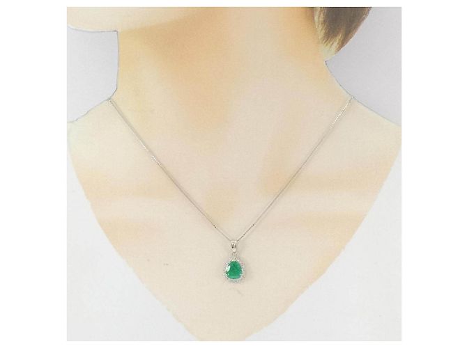 Autre Marque Collana in Smeraldo e Diamanti Pt900 Pt850 Verde - vista 6