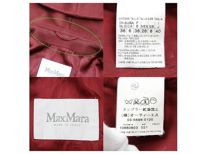 Max Mara Abrigo MaxMara RIALTO Camel Castaño Burdeos - vista 10