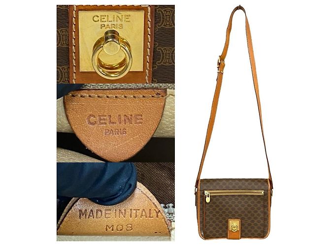 Céline Borsa a tracolla Celine Macadam Blazon Triomphe Pattern PVC Leather Marrone - vista 6