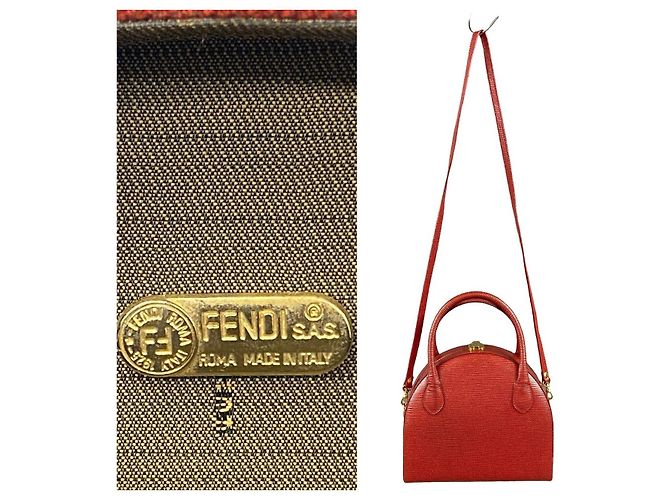 Fendi Leder 2-Way Schultertasche Rot - Ansicht 6