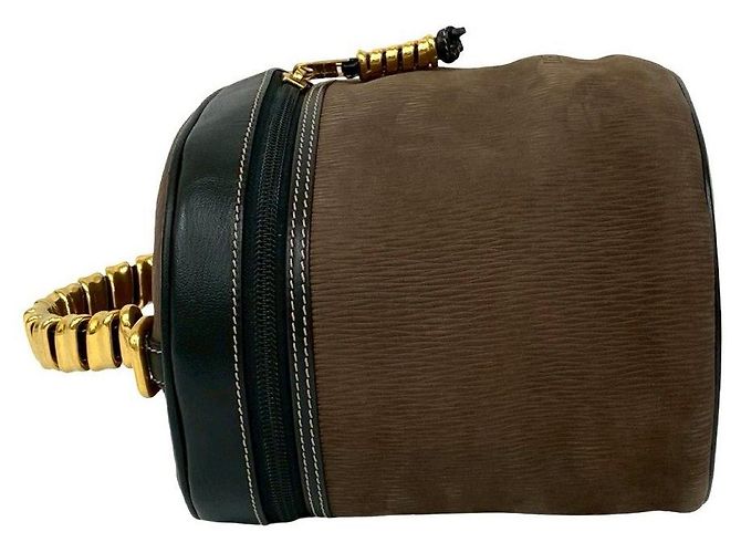 Borsa 2way Loewe Velazquez in pelle scamosciata Marrone Nero D'oro - vista 11