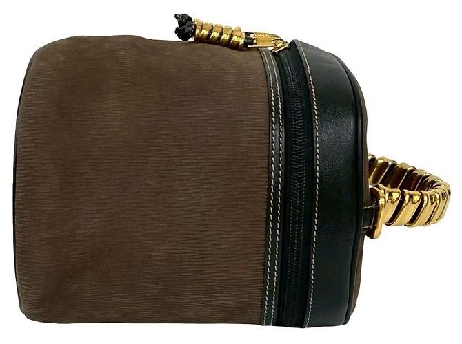 Borsa 2way Loewe Velazquez in pelle scamosciata Marrone Nero D'oro - vista 13