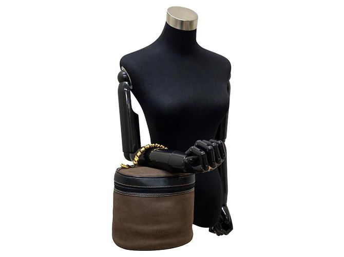 Borsa 2way Loewe Velazquez in pelle scamosciata Marrone Nero D'oro - vista 2