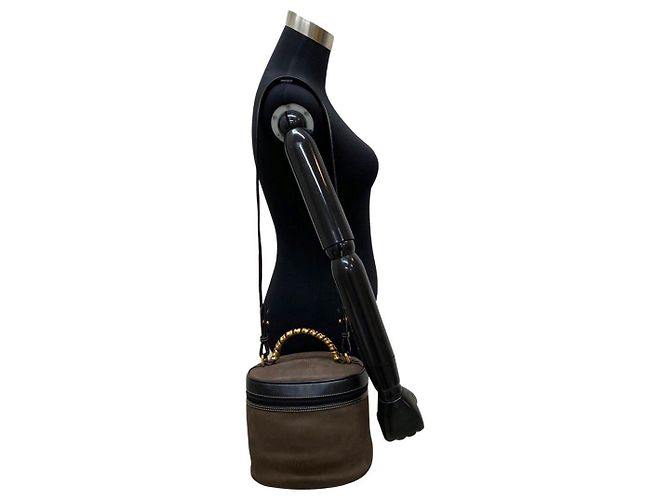 Borsa 2way Loewe Velazquez in pelle scamosciata Marrone Nero D'oro - vista 4