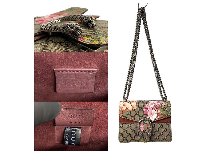 Borsa a tracolla 2way Gucci Dionysus GG Supreme Flora in pelle Marrone - vista 8