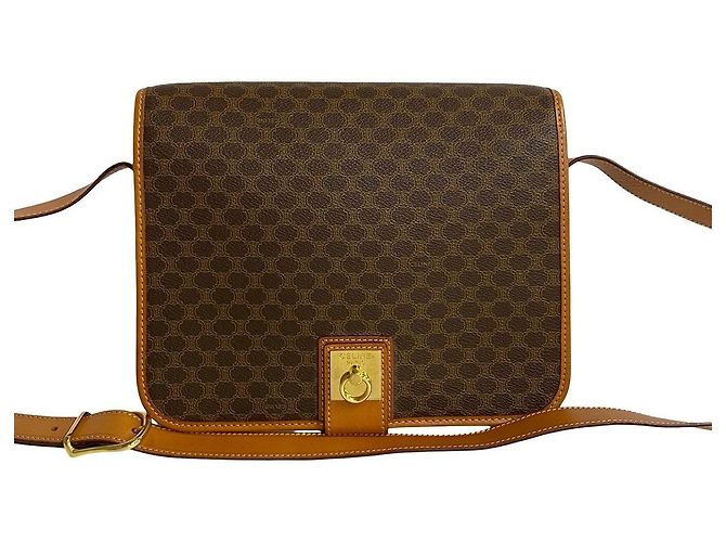 Céline Borsa a tracolla in pelle CELINE Macadam Blazon Trionphe Marrone - vista 2