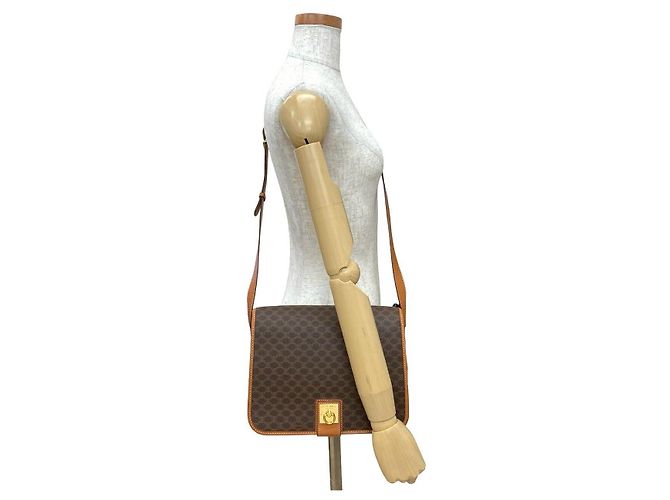 Céline Borsa a tracolla in pelle CELINE Macadam Blazon Trionphe Marrone - vista 4