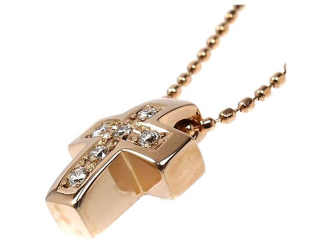 Autre Marque Collana Croce 4℃ K18PG Diamante Rosa - vista 3