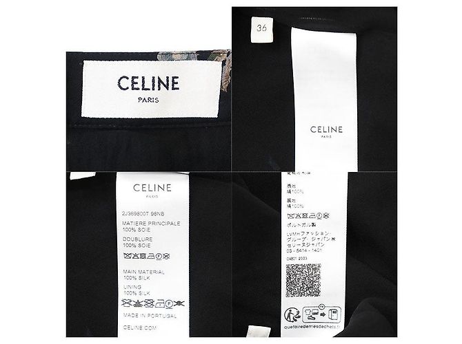 Céline Falda plisada de seda CELINE Negro Multicolor - vista 10