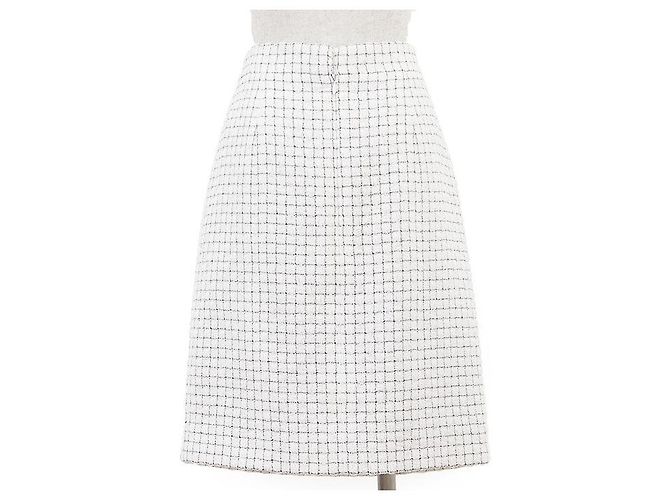 Falda Chanel Tweed P53792 en mezcla de seda Negro Blanco - vista 5