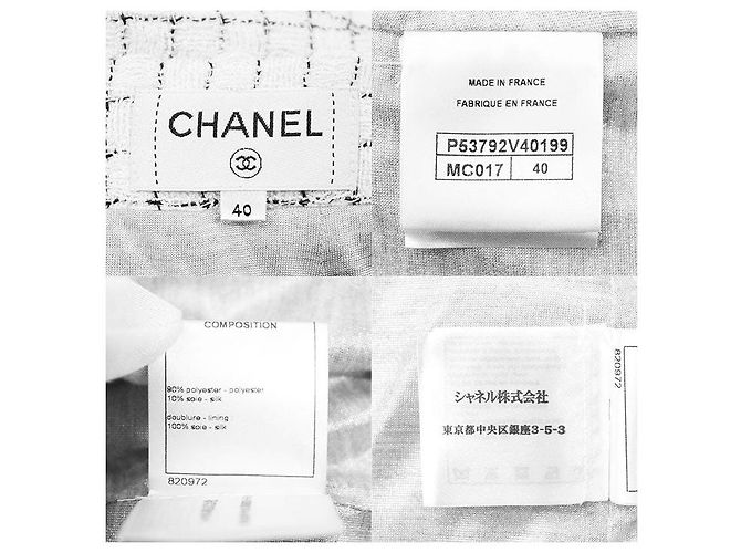 Falda Chanel Tweed P53792 en mezcla de seda Negro Blanco - vista 9