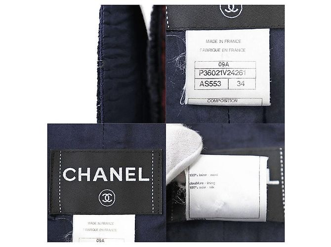 Chaqueta Chanel de Tweed 100% Lana Azul Azul marino - vista 10