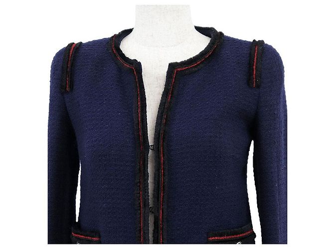 Chaqueta Chanel de Tweed 100% Lana Azul Azul marino - vista 2