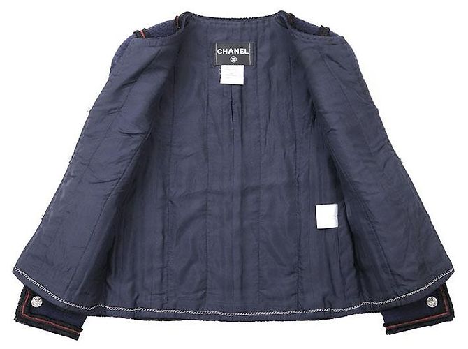 Chaqueta Chanel de Tweed 100% Lana Azul Azul marino - vista 8