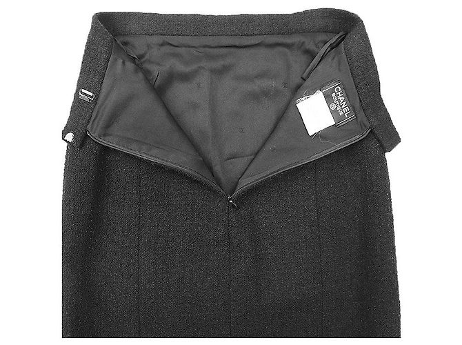 Falda Chanel BOUTIQUE de mezcla de lana Negro - vista 7