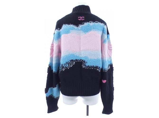 Chanel P73247K10553 22N Kaschmir Strick Schwarz Pink Blau - Ansicht 2