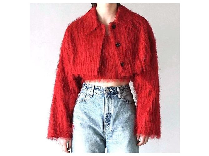 Autre Marque CLANE FRINGE SHORT JACKET Chaqueta de mezcla de algodón Roja - vista 3