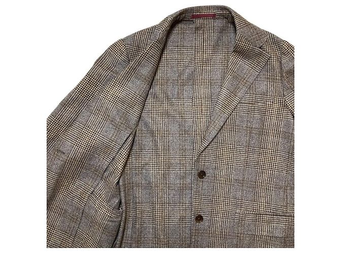 Autre Marque Chaqueta de lana Glen Check suadeo Castaño Negro Azul - vista 3