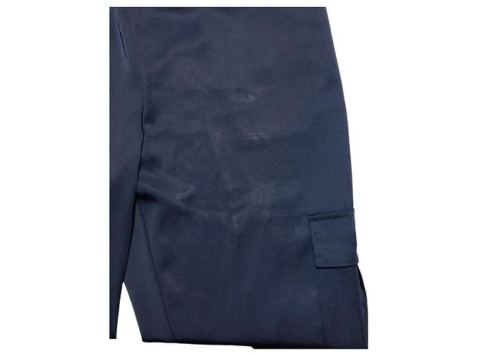 Autre Marque Passione Satin Cargo-Hose Blau Marineblau - Ansicht 9