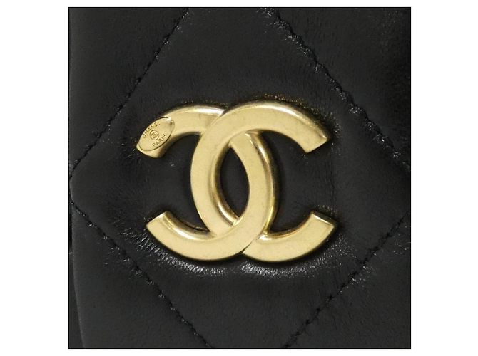 Borsa a tracolla Chanel in pelle d'agnello Nero - vista 4