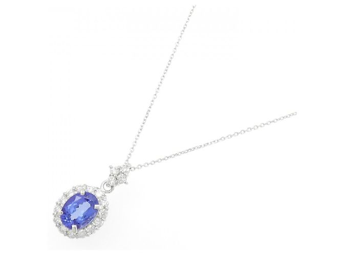 Autre Marque Au750 Tanzanit-Diamant-Halskette Silber - Ansicht 2