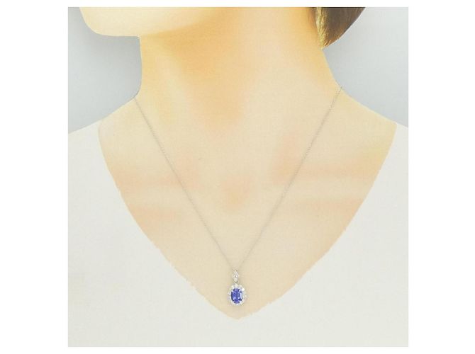 Autre Marque Au750 Tanzanit-Diamant-Halskette Silber - Ansicht 6