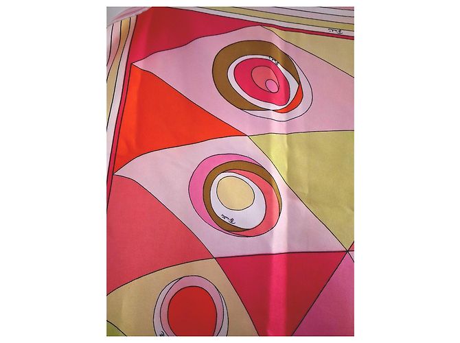 Emilio Pucci Foulard in seta stampato Marrone Rosa Bianco Rosso Arancione Giallo - vista 10