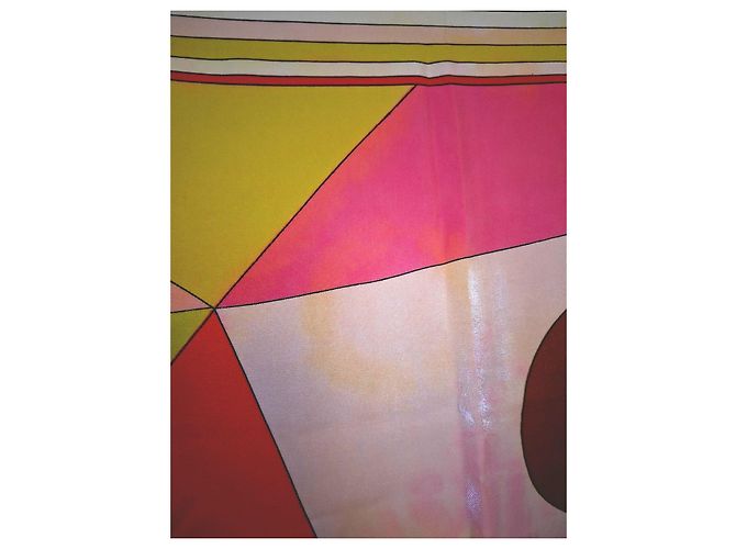 Emilio Pucci Foulard in seta stampato Marrone Rosa Bianco Rosso Arancione Giallo - vista 12