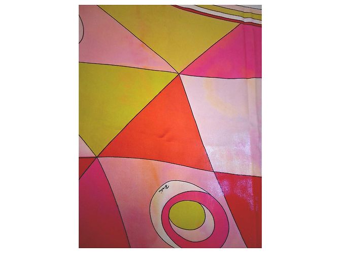 Emilio Pucci Foulard in seta stampato Marrone Rosa Bianco Rosso Arancione Giallo - vista 13