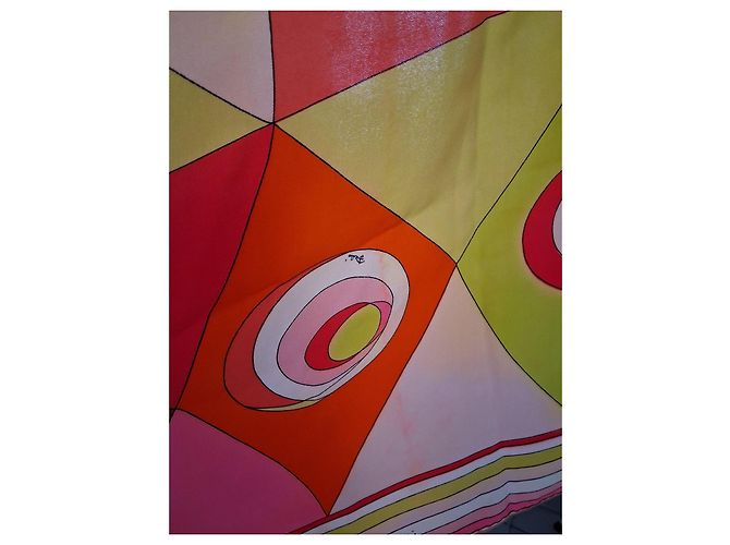 Emilio Pucci Foulard in seta stampato Marrone Rosa Bianco Rosso Arancione Giallo - vista 15