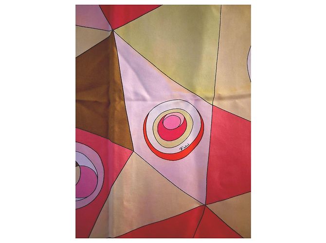 Emilio Pucci Foulard in seta stampato Marrone Rosa Bianco Rosso Arancione Giallo - vista 4