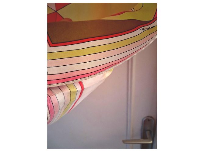 Emilio Pucci Foulard in seta stampato Marrone Rosa Bianco Rosso Arancione Giallo - vista 5