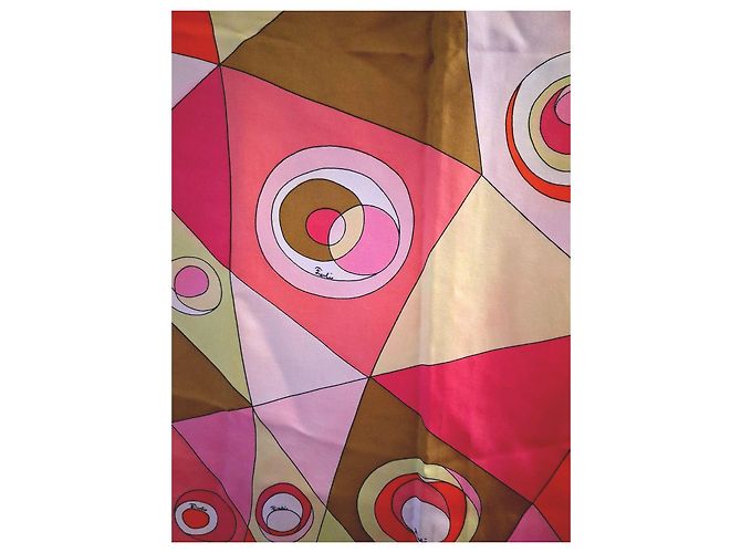 Emilio Pucci Foulard in seta stampato Marrone Rosa Bianco Rosso Arancione Giallo - vista 6