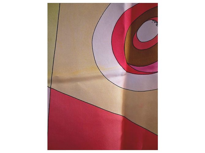 Emilio Pucci Foulard in seta stampato Marrone Rosa Bianco Rosso Arancione Giallo - vista 7