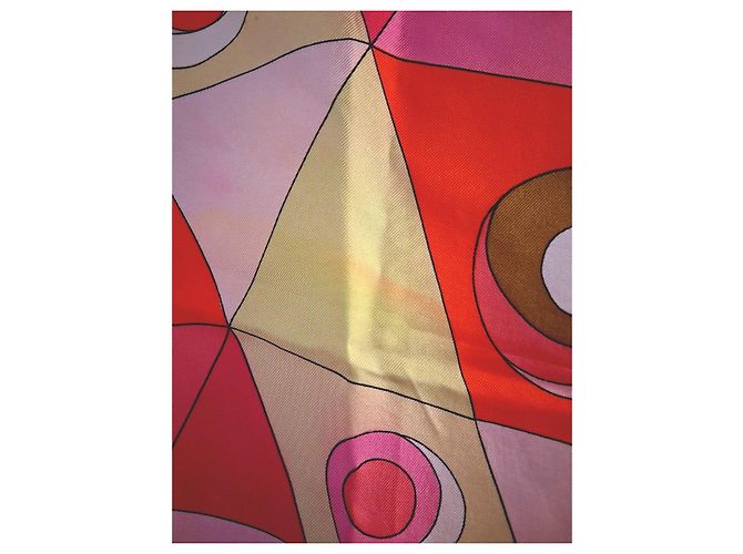 Emilio Pucci Foulard in seta stampato Marrone Rosa Bianco Rosso Arancione Giallo - vista 8