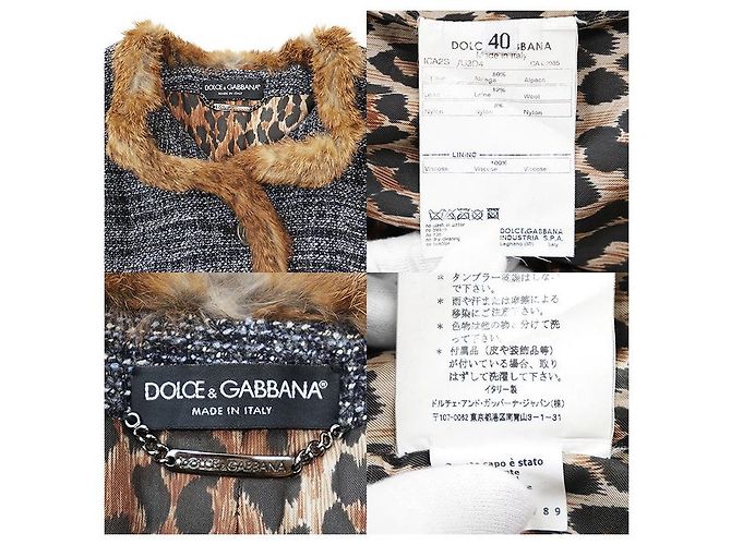 Dolce & Gabbana Abrigo largo de lana de alpaca Dolce&Gabbana Castaño Azul - vista 10