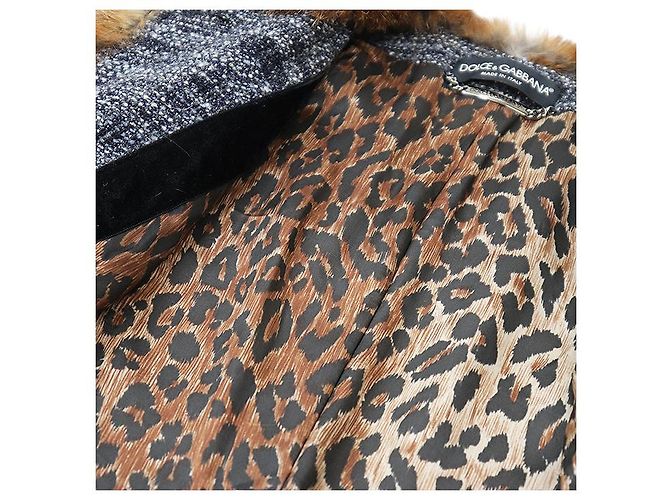 Dolce & Gabbana Abrigo largo de lana de alpaca Dolce&Gabbana Castaño Azul - vista 14
