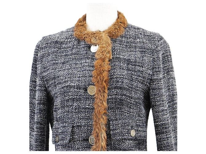 Dolce & Gabbana Abrigo largo de lana de alpaca Dolce&Gabbana Castaño Azul - vista 2