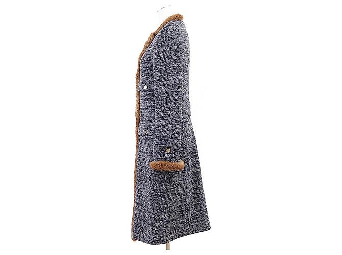 Dolce & Gabbana Abrigo largo de lana de alpaca Dolce&Gabbana Castaño Azul - vista 4
